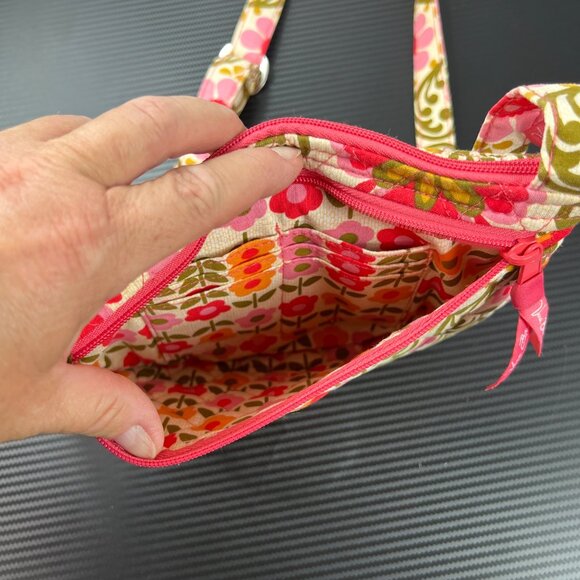 Vera Bradley Folkloric Print Quilted Saddle Up Shoulder Bag Purse Retired Pink - Picture 7 of 13